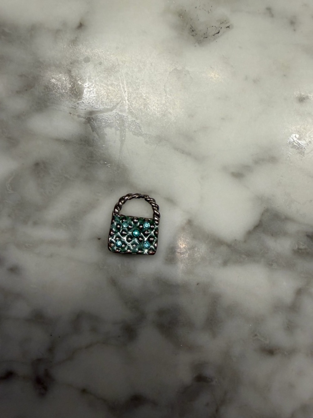 Teal Crystal Mini Purse Charm